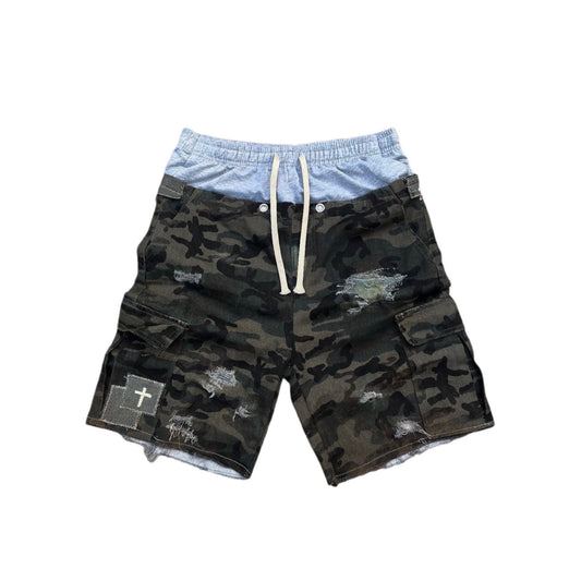 SAG CAMO JORTS DISTRESSED DENIM (SOLD OUT)